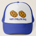 Happy Challah Days Hanukkah Chanukah Holiday Loaf Trucker Hat<br><div class="desc">Features an original marker illustration of a loaf of braided challah bread, with HAPPY CHALLAH DAYS in a fun font. Great for Hanukkah! This holiday illustration is also available on other products. Don't see what you're looking for? Need help with customisation? Contact Rebecca to have something designed just for you....</div>