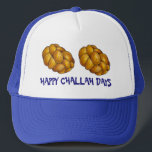 Happy Challah Days Hanukkah Chanukah Holiday Loaf Trucker Hat<br><div class="desc">Features an original marker illustration of a loaf of braided challah bread, with HAPPY CHALLAH DAYS in a fun font. Great for Hanukkah! This holiday illustration is also available on other products. Don't see what you're looking for? Need help with customisation? Contact Rebecca to have something designed just for you....</div>