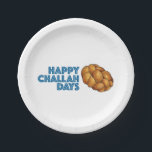 Happy Challah Days Hanukkah Chanukah Holiday Party Paper Plate<br><div class="desc">Features an original marker illustration of a loaf of braided challah bread, with HAPPY CHALLAH DAYS in a fun font. Great for Hanukkah! Matching napkins available. This illustration is also available on other products. Don't see what you're looking for? Need help with customisation? Contact Rebecca to have something designed just...</div>