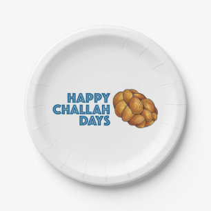 Happy Challah Days Hanukkah Chanukah Holiday Party Paper Plate