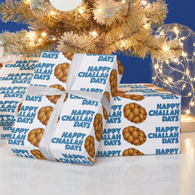 Happy Challah Days Hanukkah Chanukah Holiday Wrapping Paper (Holidays)