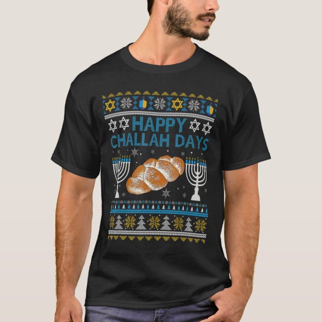 Happy Challah Days Hanukkah Chanukah  Jewish Bread T-Shirt (Front)