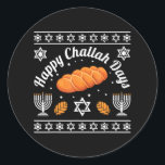 Happy Challah Days Hanukkah Classic Round Sticker<br><div class="desc">Happy Challah Days Hanukkah</div>