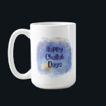 Happy Challah Days Hanukkah Mug<br><div class="desc">Fun modern design with "Happy Challah Days" on 15oz Mug. Two-sided printing with backside smaller print. Dishwasher safe.</div>