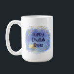 Happy Challah Days Hanukkah Mug<br><div class="desc">Fun modern design with "Happy Challah Days" on 15oz Mug. Two-sided printing with backside smaller print. Dishwasher safe.</div>
