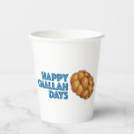 Happy Challah Days Holidays Hanukkah Chanukah Paper Cups<br><div class="desc">Paper cup design features an original illustration of a loaf of braided challah bread, with HAPPY CHALLAH DAYS in a fun font. Ideal for celebrating Hanukkah and the Jewish holidays. This design is also available on other products. Lots of additional food themed illustrations are also available from this shop. Don't...</div>