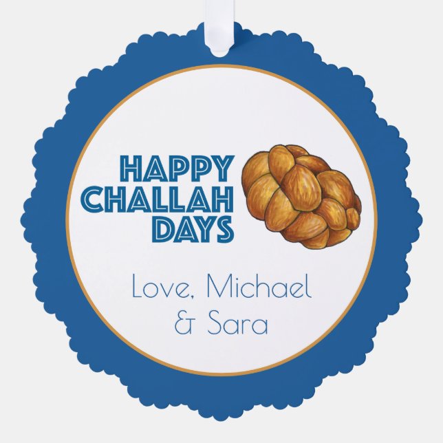 Happy Challah Days Holidays Hanukkah Chanukah Tree Decoration Card (Front)