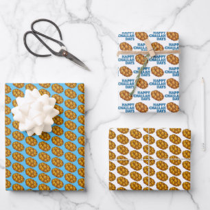 Happy Challah Days Holidays Hanukkah Chanukah Wrapping Paper Sheet