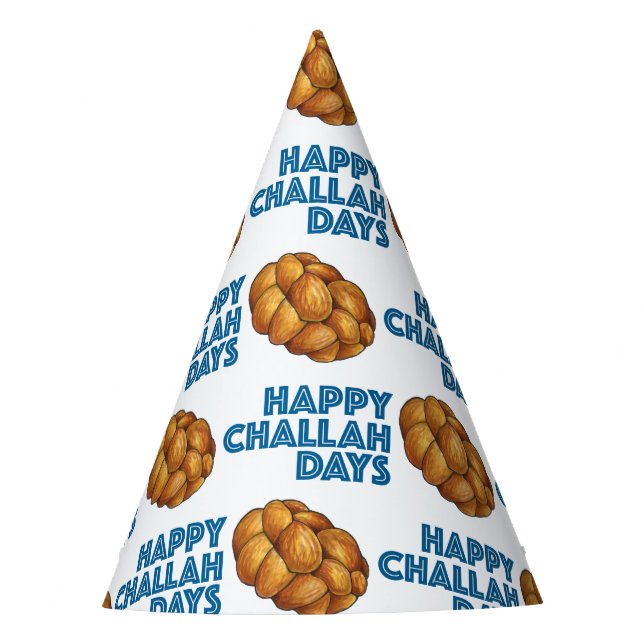 Happy Challah Days Jewish Holidays Bread Loaf Party Hat (Front)