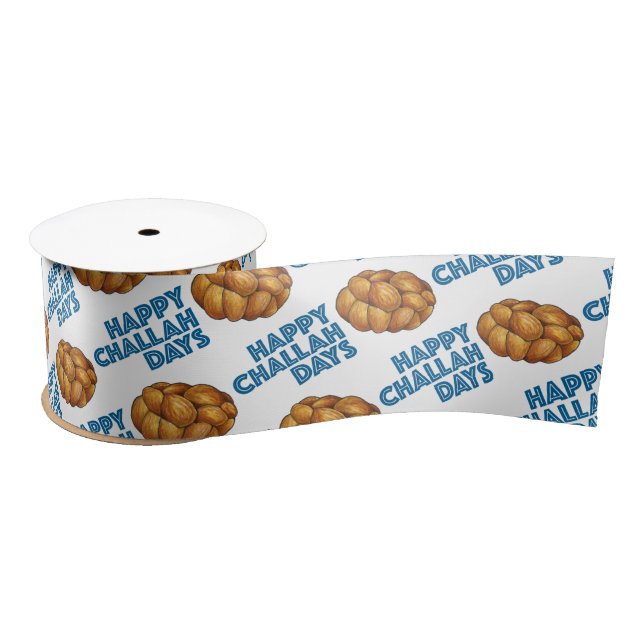 Happy Challah Days Jewish Holidays Bread Loaf Satin Ribbon (Spool)