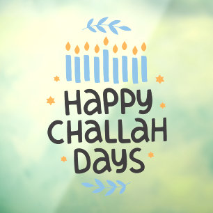 Happy Challah Days Menorah Window Cling