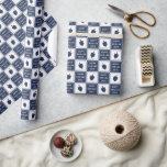 Happy Challah Days | Modern Hanukkah Dreidel Wrapping Paper<br><div class="desc">Wrap your Hanukkah presents with this modern,  punny gift wrap! Navy blue and white chequered design features alternating squares of dreidel illustrations and "Happy Challah Days" in modern white block typeface.</div>