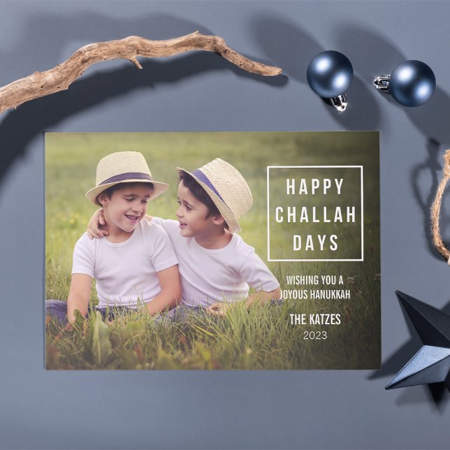 Happy Challah Days | Modern Hanukkah Photo Card (Creator Uploaded)