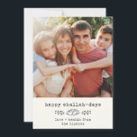 Happy Challah Days Modern Hanukkah Trendy Photo Holiday Card<br><div class="desc">Happy Challah Days! This simple modern hanukkah card features your favourite photo alongside a custom typewriter  message as well as a whimsical challah bread and botanical branch illustration. On the back is a warm red lumberjack plaid pattern.</div>