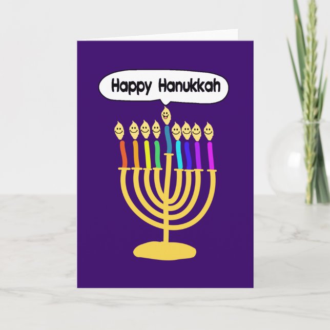 Happy Channukah Menora / Chanukia Holiday Card (Front)