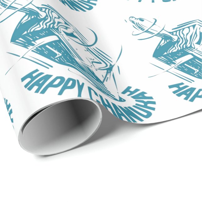 Happy Channukah Spinning Dreidel Wrapping Paper (Roll Corner)