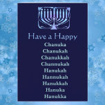 Happy Chanuka Holiday Card<br><div class="desc">The many spellings of:      Chanuka     Chanukah     Chanukkah     Channukah     Hanukah     Hannukah     Hanukkah     Hanuka     Hanukka</div>