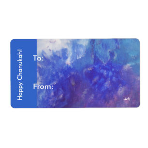 Happy Chanukah Aqua Purple Gift Stickers