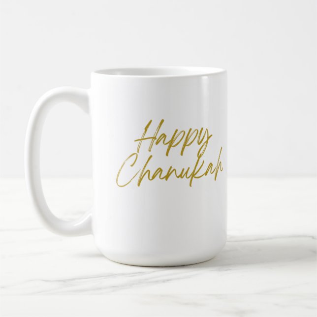 Happy Chanukah Classic Mug, 15 oz Coffee Mug (Left)