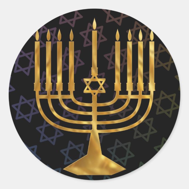 Happy chanukah classic round sticker (Front)