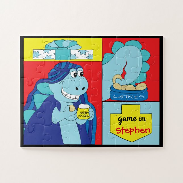 Happy Chanukah Dinosaur Jigsaw Puzzle (Horizontal)