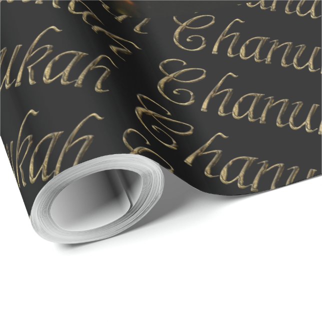 Happy Chanukah Hanukkah Lamp Menorah Lights Candle Wrapping Paper (Roll Corner)