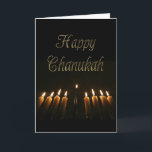 Happy Chanukah Hanukkah Menorah Lights Candles Holiday Card<br><div class="desc">Happy Chanukah Hanukkah Lamp Menorah Candelabrum with Nine Branches Lit Candles Jewish Festival of Lights Celebration Greeting Card,  Text,  With Love The Kaplan Family,  you can change the name</div>