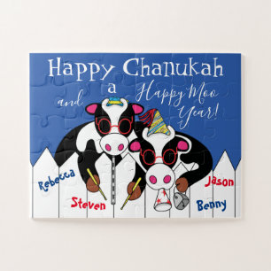 Happy Chanukah Happy Moo Year Jigsaw Puzzle