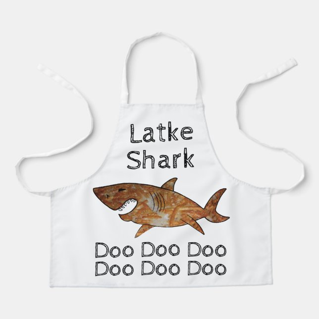 Happy Chanukah Latke Shark Apron (Front)