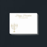 Happy Chanukah Menorah Holiday 4x3 Post-it Notes<br><div class="desc">These notes are great for the holiday season. The design features a gold menorah in the bottom left of the page. Across the top it reads "Happy Hanukkah" in faux gold script with your name below which may be personalised. Designed by artist © Tim Coffey.</div>