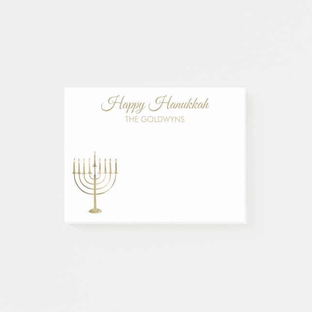 Happy Chanukah Menorah Holiday 4x3 Post-it Notes (Front)