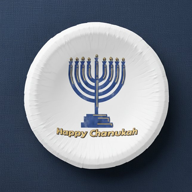 Happy Chanukah Menorah Paper Plate (Creator Uploaded)