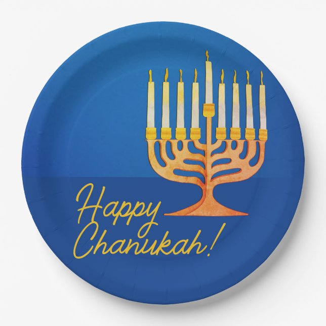 Happy Chanukah! Menorah Paper Plate (Front)