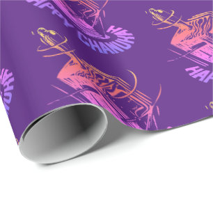 Happy Chanukah Menorah Purple festive dreidel Wrapping Paper