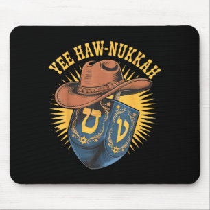 Happy Chanukah Menorah Yee Haw-nukkah Funny Cowboy Mouse Mat