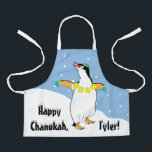 Happy Chanukah Penguin Apron<br><div class="desc">Happy Chanukah Penguin Apron. Personalise by deleting text and adding your own. Use your favourite font style, colour, and size. Be sure to choose size and strap colour. All design elements can be transferred to other Zazzle products and edited. Happy Hanukkah! Thanks for stopping by. Much appreciated! Size: All-Over Print...</div>