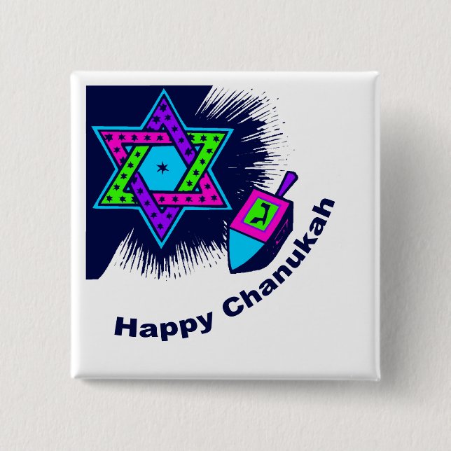 Happy Chanukah Square Button (Front)