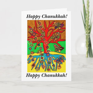 Happy Chanukkah - Hearts Grow Into Butterflies Holiday Card