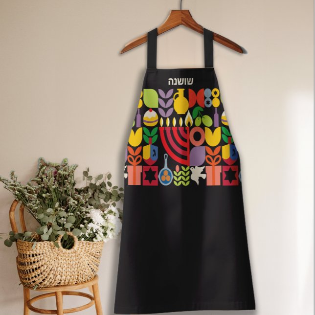Happy Chanukkah Hebrew Personalised Menorah Apron (Creator Uploaded)