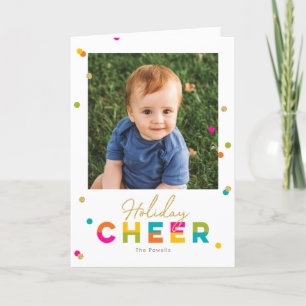 Happy Cheer Colourful Bright Holiday Photo Card