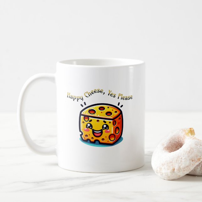 Happy Cheese, Yes Please Coffee Mug (With Donut)