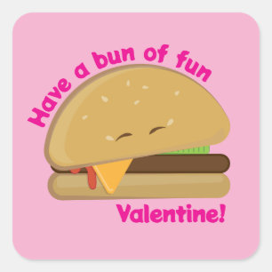 Happy Cheeseburger Valentine's Day Square Sticker