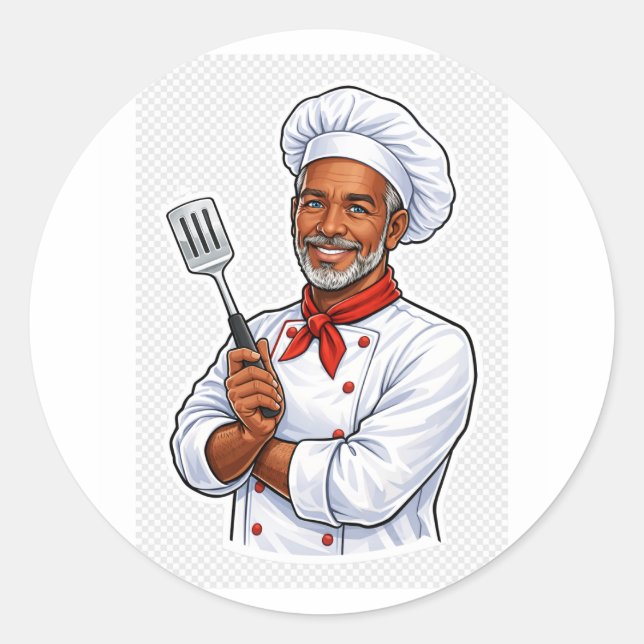 happy chef cooking kitchen funny chef sticker (Front)