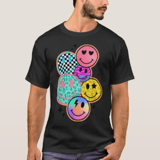 Happy Chequered Smile Face Colourful T-Shirt