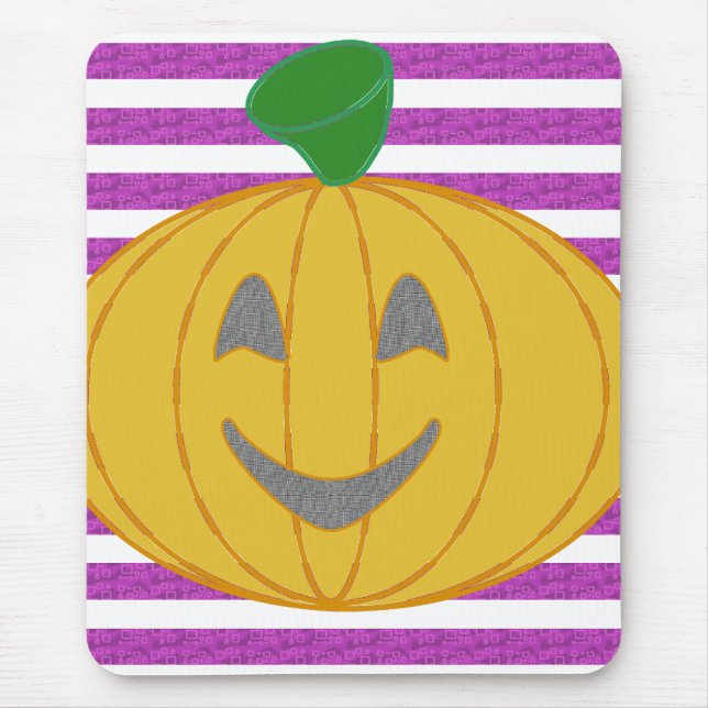 Happy Chic Modern Orange Pumpkin Purple Geometric Mouse Mat (Front)