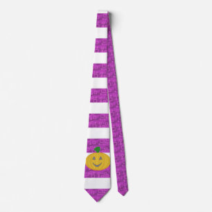 Happy Chic Modern Orange Pumpkin Purple Geometric Tie