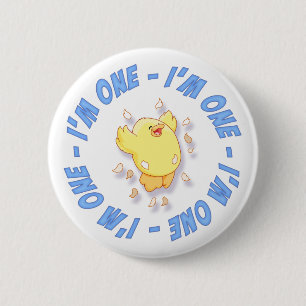 Happy Chick 1st Birthday Blue 6 Cm Round Badge