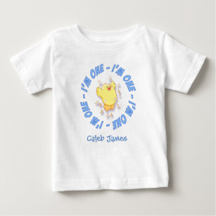 Happy Chick 1st Birthday Blue Baby T-Shirt