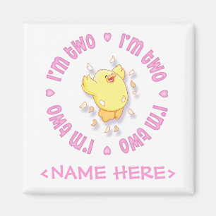 Happy Chick 2nd Birthday Pink Magnet