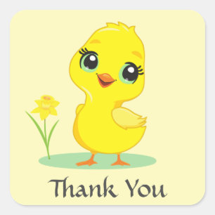Happy Chick Thank You Square Sticker